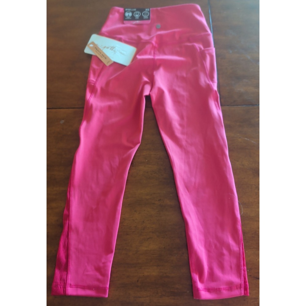 X By Gottex Ladies XS Hot Pink Crush Capri Leggings W/ Phone Pocket Pants